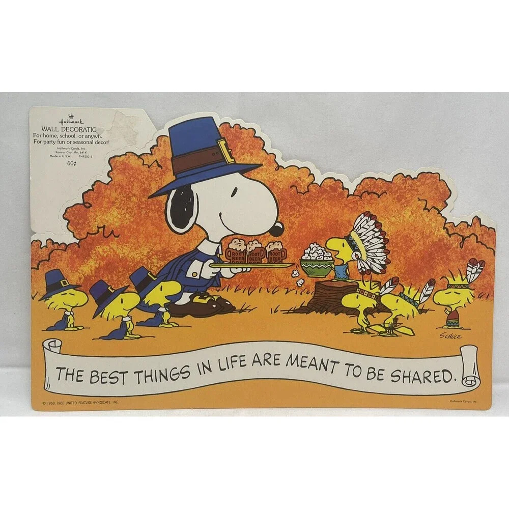 Hallmark Snoopy and Woodstocks popcorn root beer Thanksgiving Wall Decorations